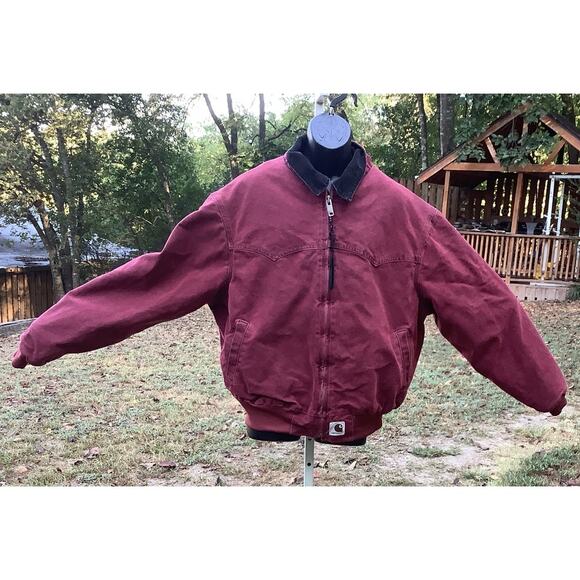 Vintage Carhartt Santa Fe Jacket Brick Red Faded 2XL Western Workwear - Picture 1 of 8